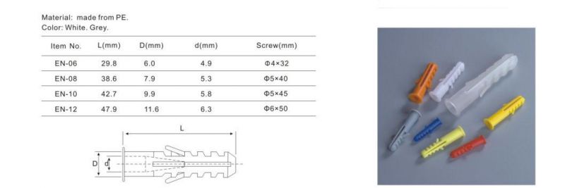 Plastic Expand Nail Plug Fixing Screw Nylon Expand Nail Plastic Expandable Grey White Anchor Wall Plug