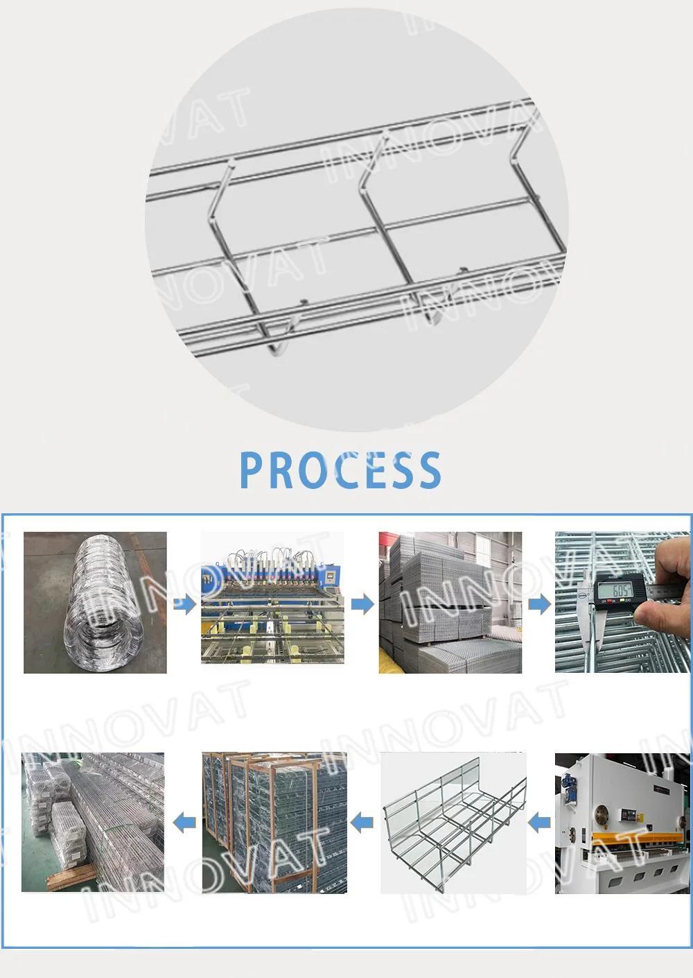 Wire Mesh Cable Tray with Accessories Galvanised Ventilated Carbon Steel T Welding Flat Wire Mesh