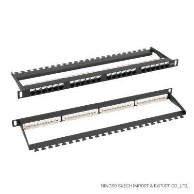 UTP 0.5u Aluminium Alloy Patch Panel CAT6A 24 Port MDF Network Rack Patch Panel with Bracket