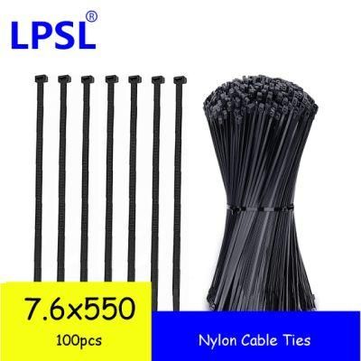 Long Nylon Cable Ties Large 7.6X550mm Black Heavy Duty Zip Tie Wraps Plastic Ties UV-Resistant