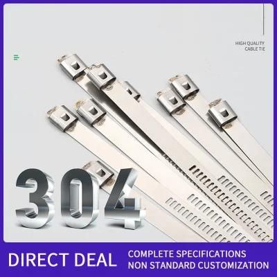 Custom SS304 SS316 Stainless Steel Cable Ties Stepped Snap Self-Locking Cable Ties Marine Steel Metal Cable Tie