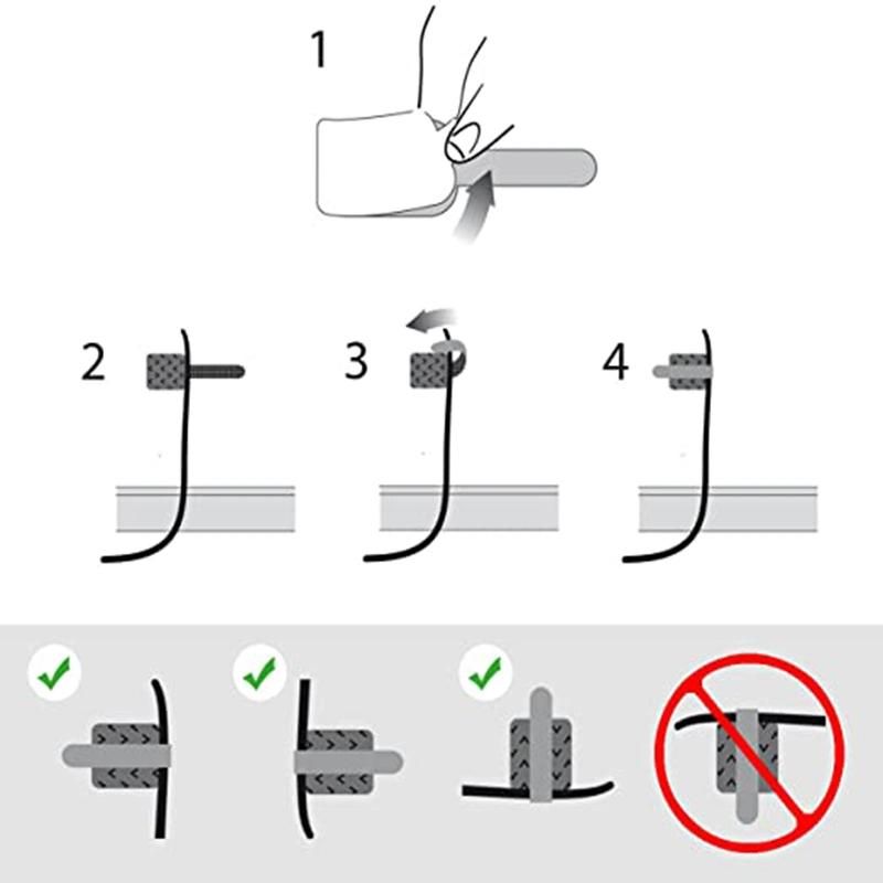 High Quality Cord Organizer Hook and Loop Wire Clips Cord Holder Self-Adhesive Cable Clamp for Wall, Desk