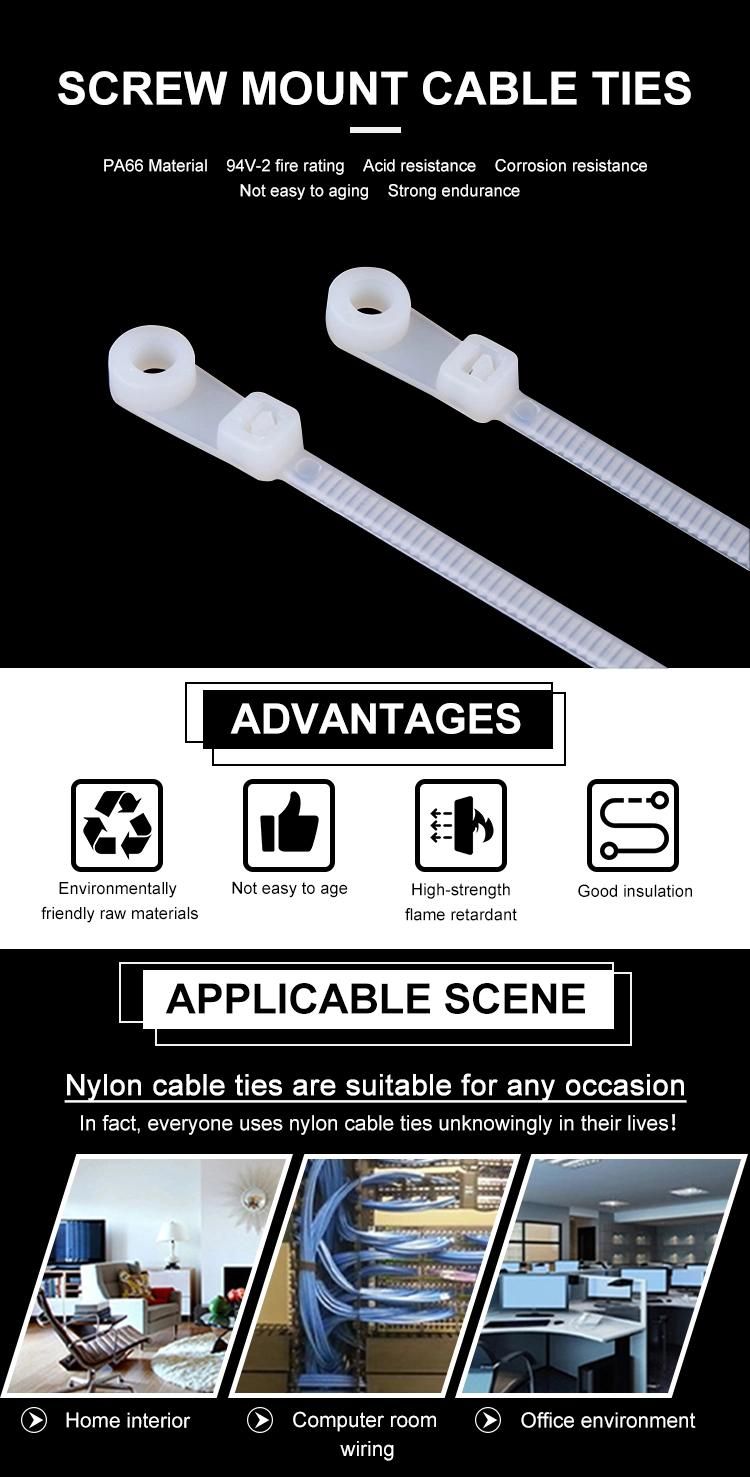 UV Resistent Nylon Screw Mount Cable Ties