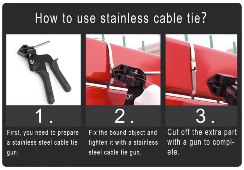 4.6X300 304 316 Metal Stainless Steel Cable Ties