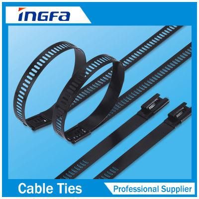 Ladder Plastic Coated Stainless Cable Tie Multi Barb Lock Type