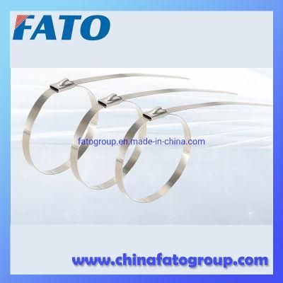 High Tensile Strength Stainless Steel Cable Tie Black Ball Lock Type SS304 SS316 Stainless Steel Cable Tie