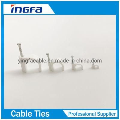 Round Plastic Cable Clip with Steel Nail 3.5mm~50mm