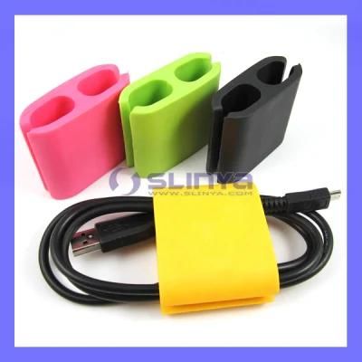 Hot Selling Colorful Portable TPR Three Size Earphone Wire Management Cable Clips