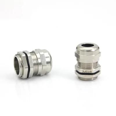 M18 IP68 Waterproof Metric Thread Type Nickel Plated Brass Cable Gland