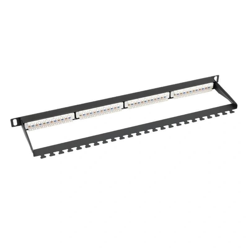 CAT6A 0.5u Aluminium Alloy UTP Patch Panel 180 Degree 24 Port 19 Inch Network Server Rack