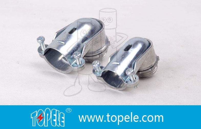 90 Degree Metal Zinc Flexible Conduit and Fittings Squeeze Angle Connectors