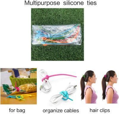 All-Purpose Silicone Ties Cable Straps Bread Tie Household Snake Ties W White Color
