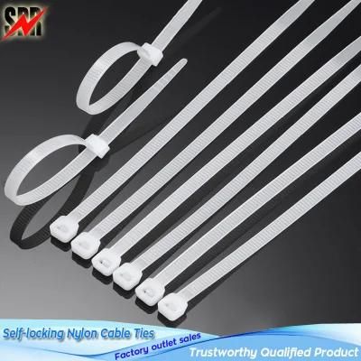 Manufacturers Supply Self-Locking Nylon Cable Tie 4X200mm Plastic Black and White Self-Locking Bundling Cable Ties Customization