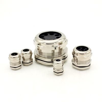 Pg11 Metric Type Multi-Entry Waterproof Brass Cable Gland IP68 Multiple Cable Entry Metal Cable Gland 6 Holes Metal Glands