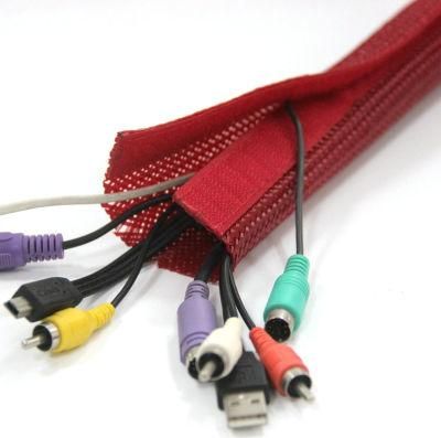 Flexible Braided Expendable Pet Wrap with Hook and Loop for Cable Wires