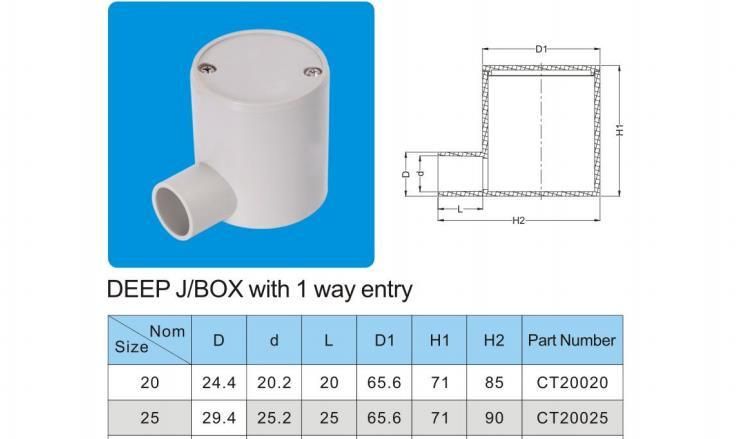 Round Deep Cable Ceiling Junction Box for Light Fixture