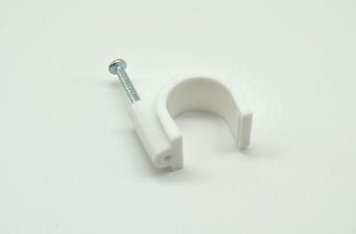 Cable Clip White Color Round Type PE Circle