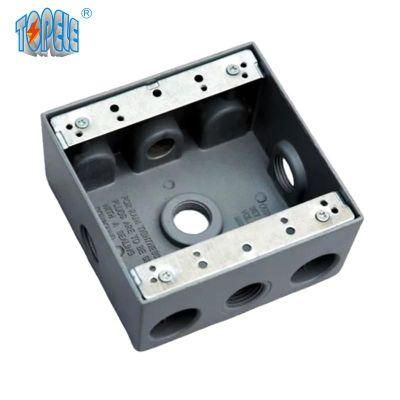 4*4 Aluminum 3/4*7 Holes Two Gang Weatherproof Gray Outlet Box