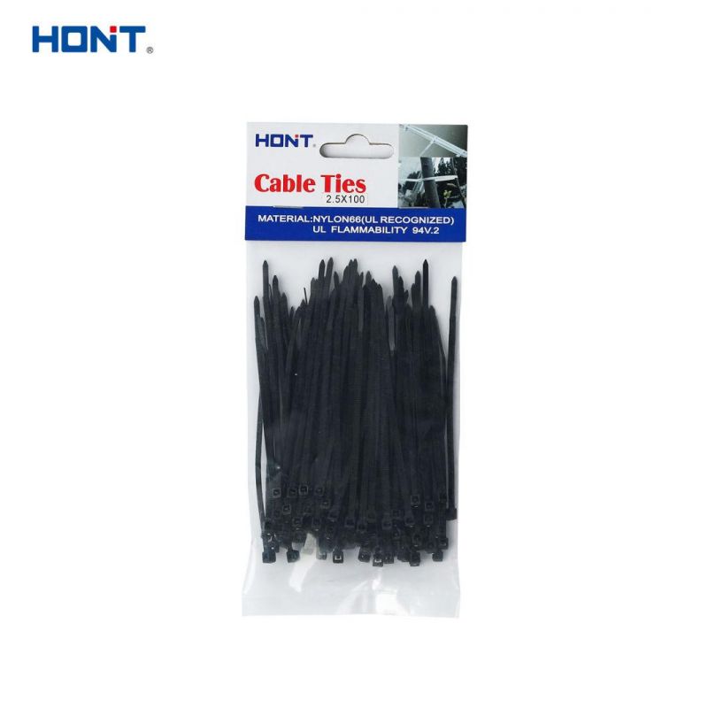 Manufacutre Nylon 66 UV Black 4.8*300mm Cable Tie with Reach