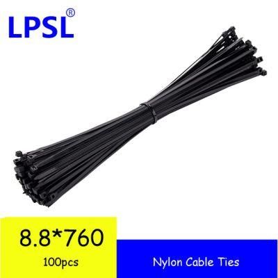Lpsl 30inch 8.8*760mm Black Plastic PA66 High Quality Self Locking Cable Tie Durable Strong Nylon Zip Ties