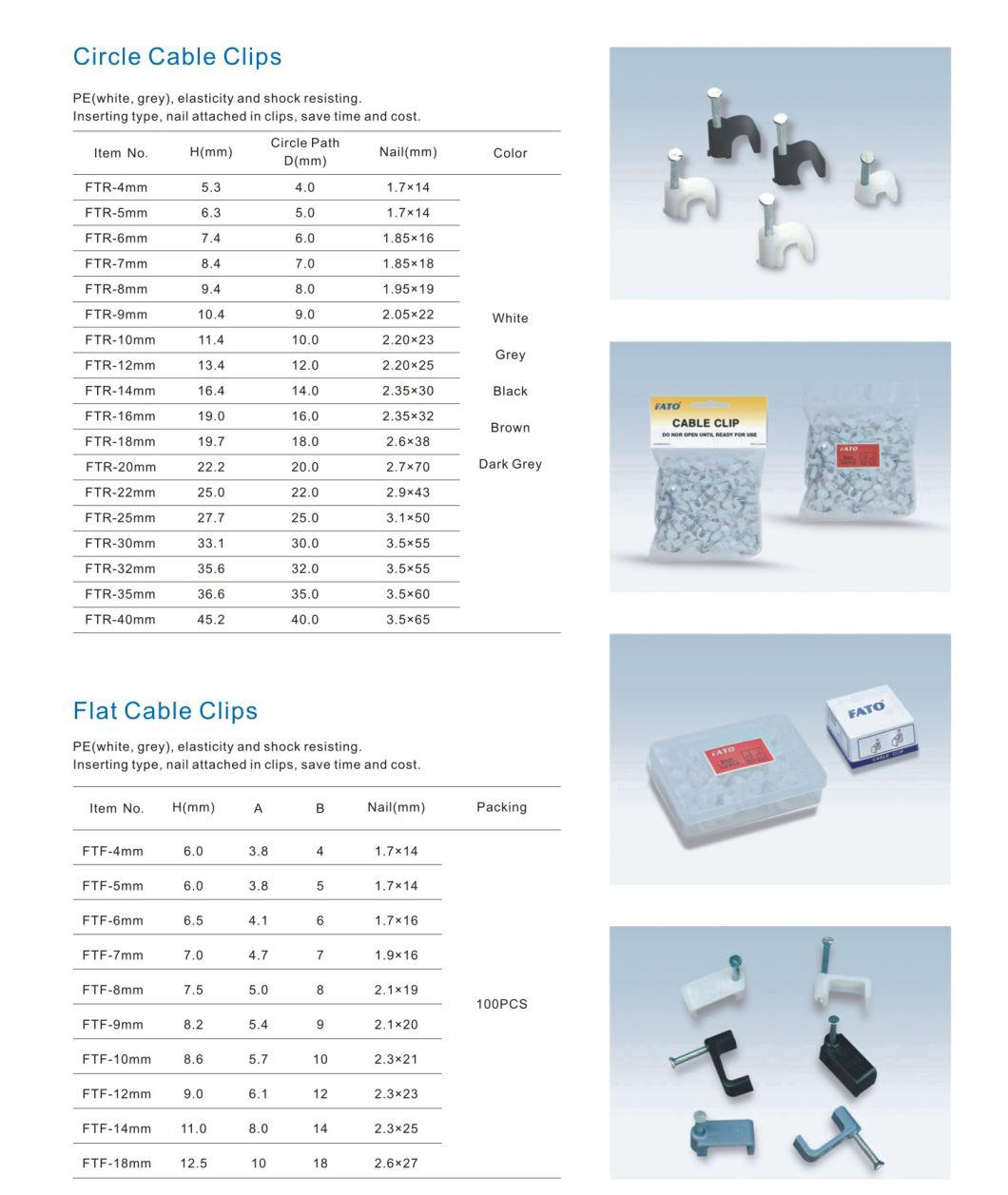 Highly Quality Circle Round and Flat Cable Clip with High Carbon 45c Nails