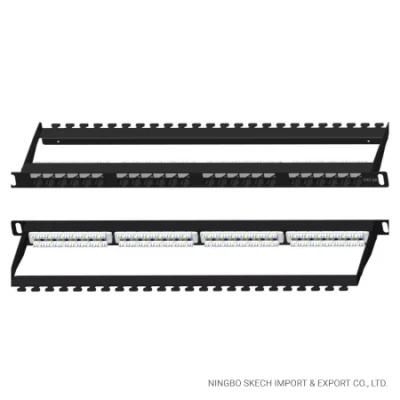 CAT6A 0.5u Aluminium Alloy UTP Patch Panel 180 Degree 24 Port 19 Inch Network Server Rack