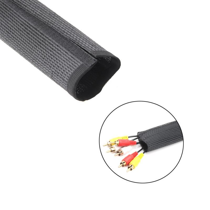Reusable Side Entry Pet Expandable Braided Magic Tape Cable Sleeve