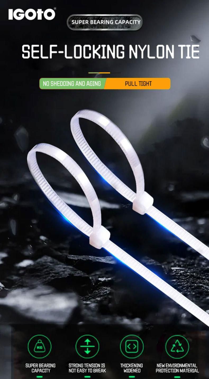 Heavy Duty Custom Packaging Plastic Self-Locking Cable Tie