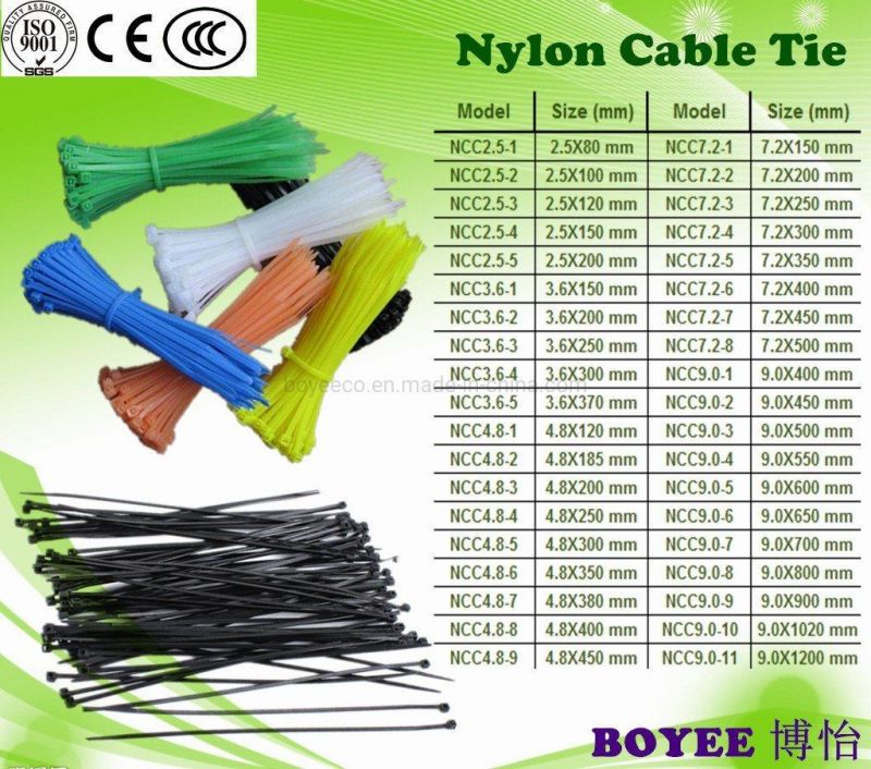 China Black Self Locking Plastic Clamp Wire Zip Cable Tie
