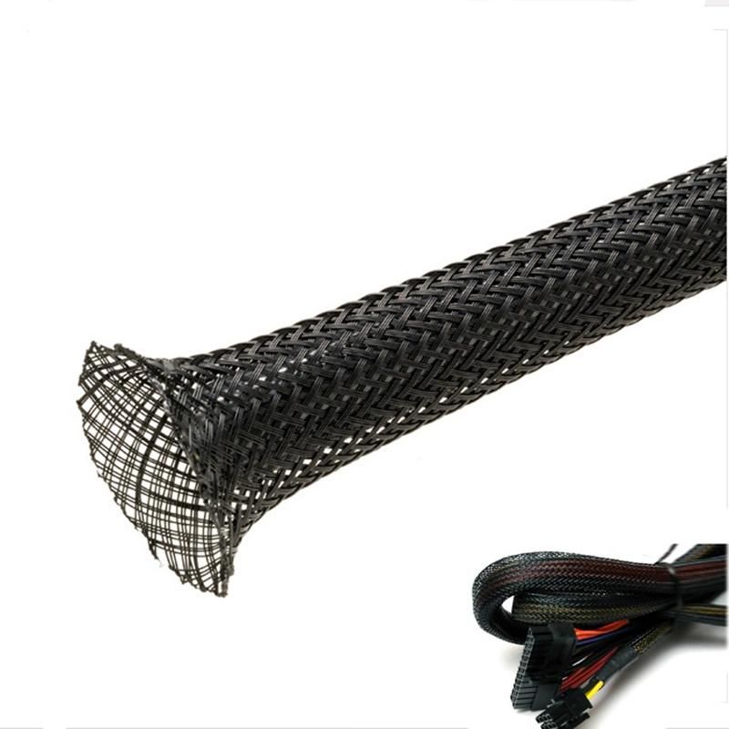 20mm Black Pet Expandable Mesh Polyester Braided Sleeving Braided Nylon Sleeving for Protection Cable Wire