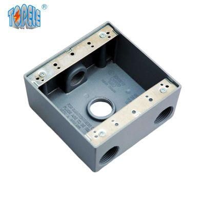 4*4 Aluminum 3/4&prime;&prime;*4 Holes Two Gang Weatherproof Gray Outlet Box