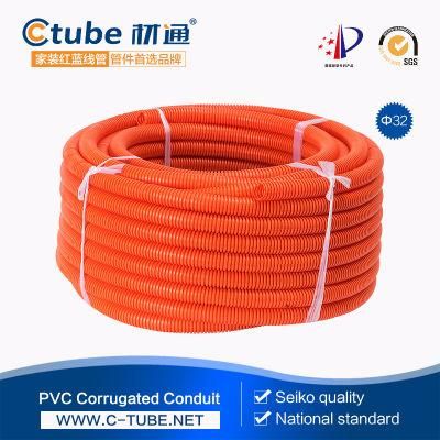 Plastic PVC Electrical Flexible Pipe 25mm Medium Duty Corrugated Conduit