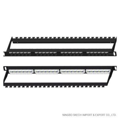 0.5u UTP Aluminium Patch Panel CAT6 24 Port Rack Network Patch Panel Rack with Bracket