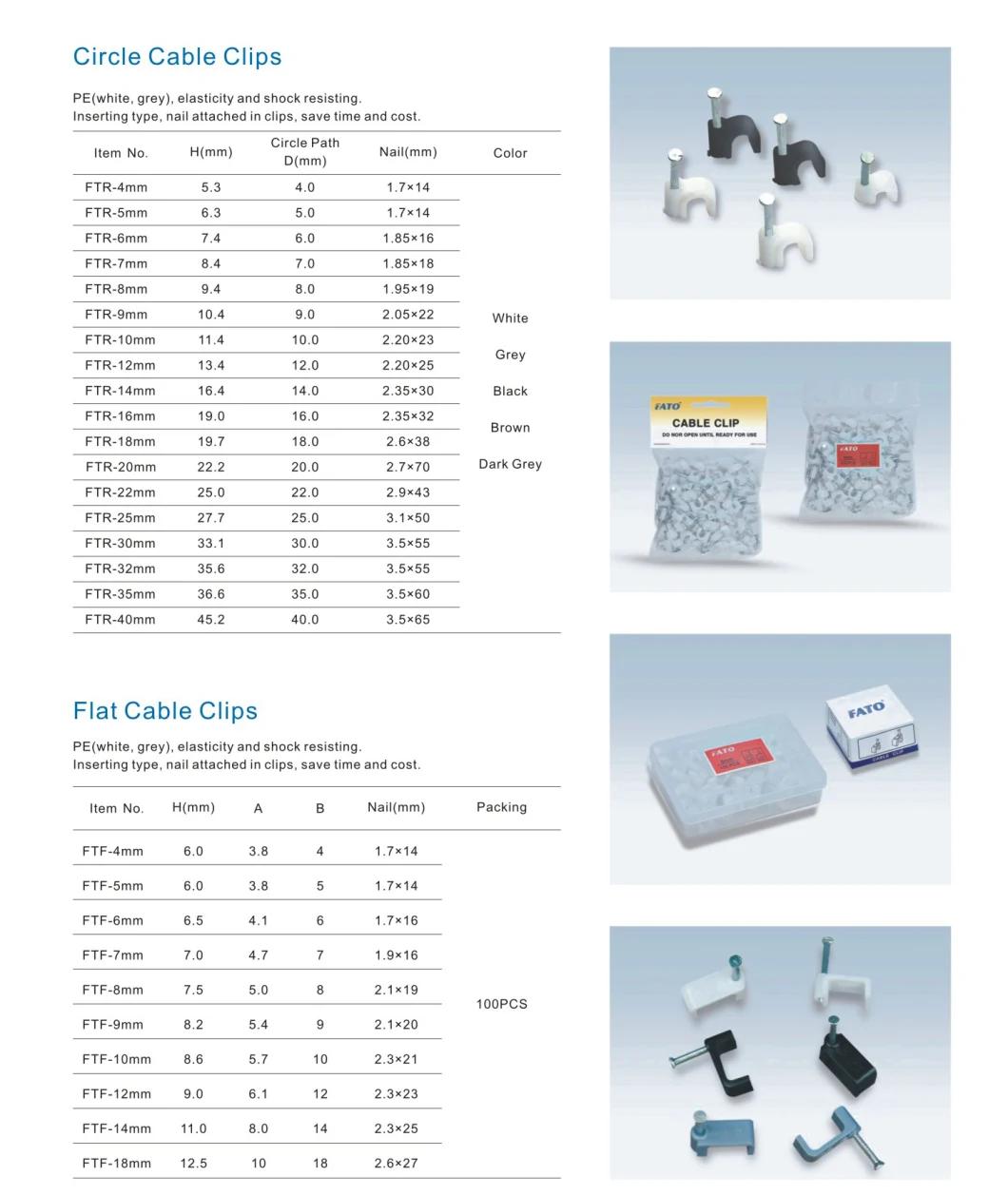 Cable Clips of Circle Round and Flat with High Carbon 45c Nails