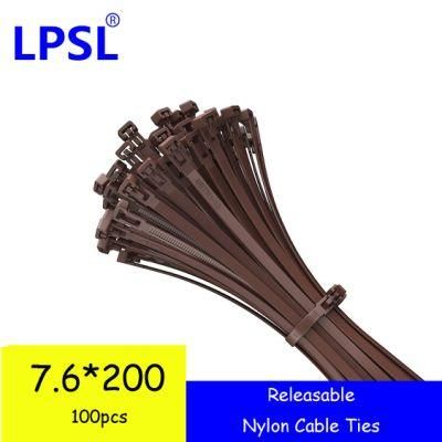 Lpsl Automatic Reusable Fastening Cable Ties Zip Nylon 66 Plastic Releasable Zip Ties Adjustable Tie Wraps