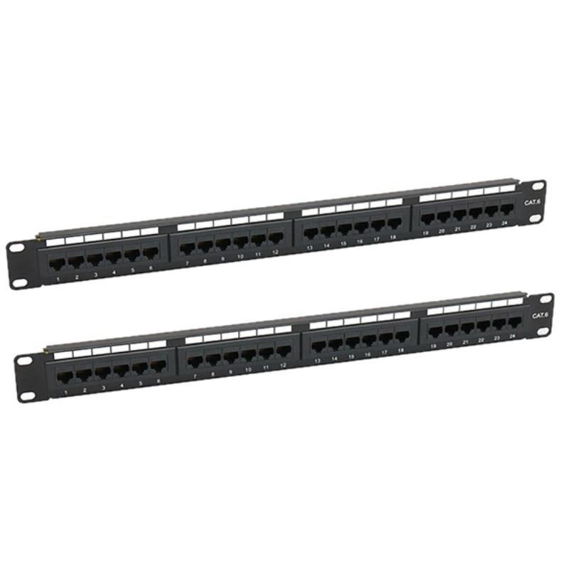 UTP CAT6 Patch Panel 24 Port Outlet 180° Server Rack Ethernet Network Patch Panel