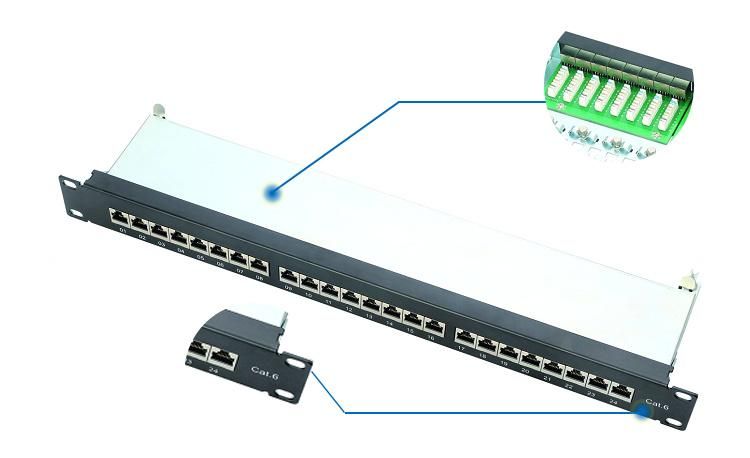 1u FTP 24 Port CAT6 Patch Panel with Cable Management Krone IDC