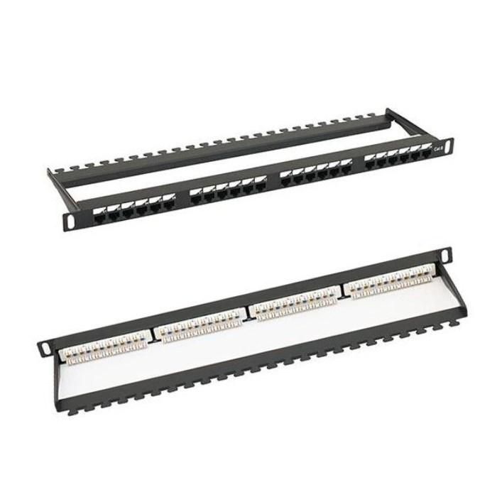 0.5u UTP Aluminium Patch Panel CAT6 24 Port Rack Network Patch Panel Rack with Bracket