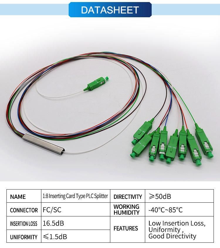 1X8 0.9mm Sc/APC Mini Blockless Optical Fiber PLC Splitter