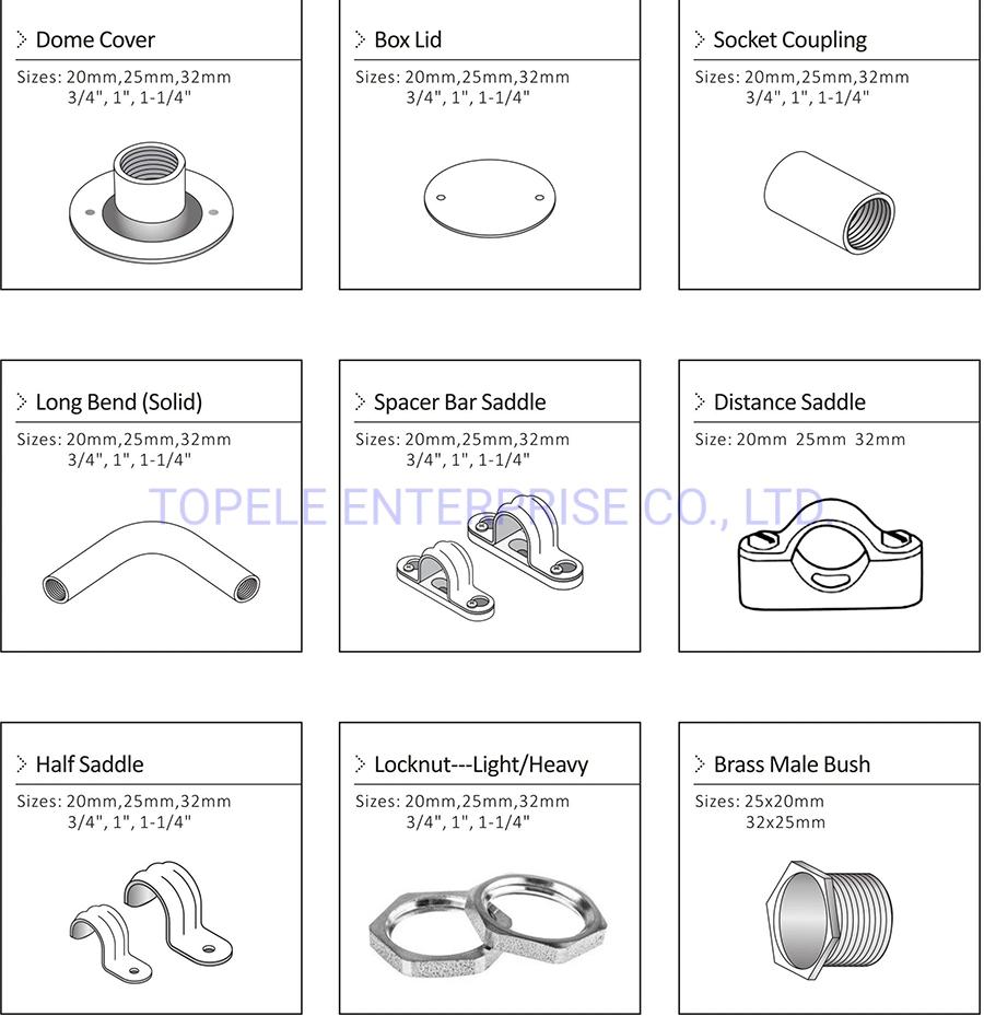 20mm 25mm 32mm Malleable Channel Inspection Tee Elbow