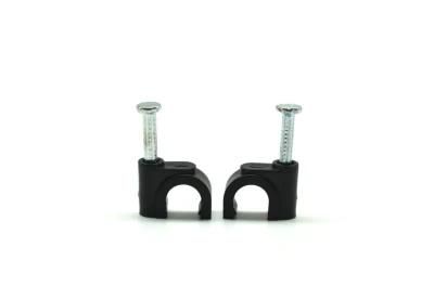 Nylon Plastic Round Cable Clip PE Elastic with Metal Steel Nails