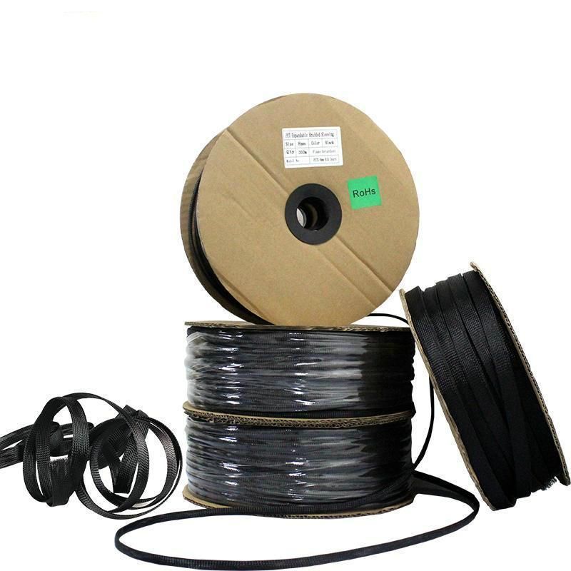 Black Nylon Flat Filament Expandable Braided Sleeving for Hydraulic Hose Marine Construction