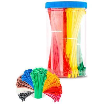 Cable Ties Set, 450 Pieces (50 Pieces/Colour) 2.5X 100 mm, Nylon PA66, Self-Locking, Colours: Black, White, Yellow, Orange, Red, Pink, Green, Blue and Brown