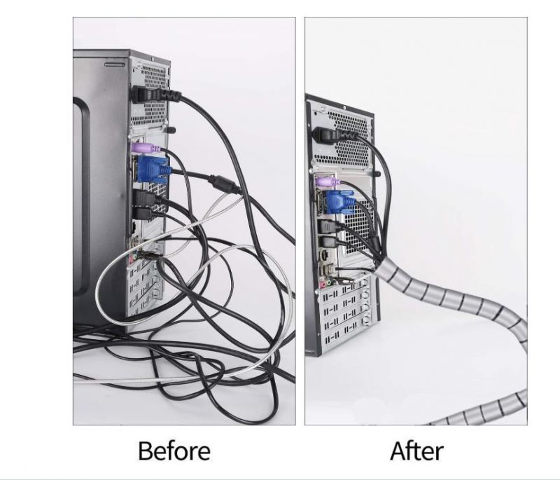 Flexible Cable Organizer Spiral Tube Cable Wire Wrap Computer Manage Cord