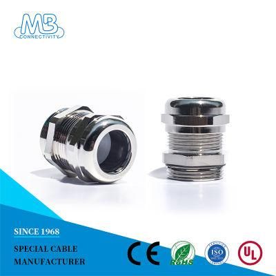 UL/ISO/RoHS/CE Certified Brass Nickel Plated Metric Pg Thread Waterproof Metal Cable Gland