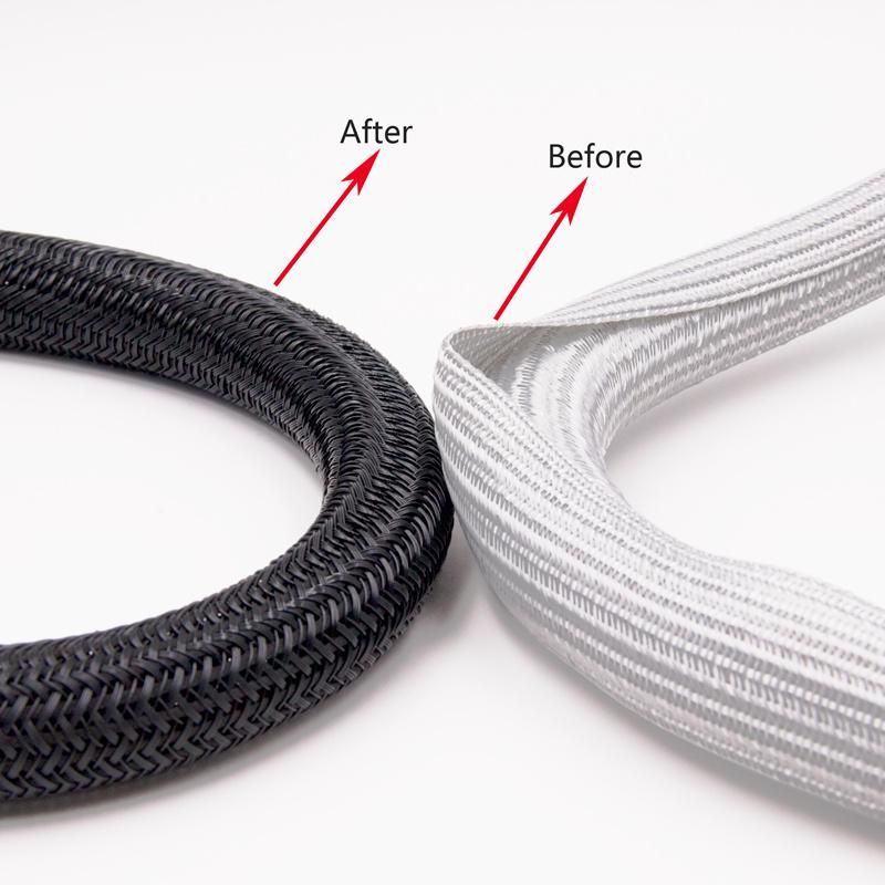 3mm Semi-Closed Sleeving Black Flame Retardant Split Braided Self Wrapped Sleeving