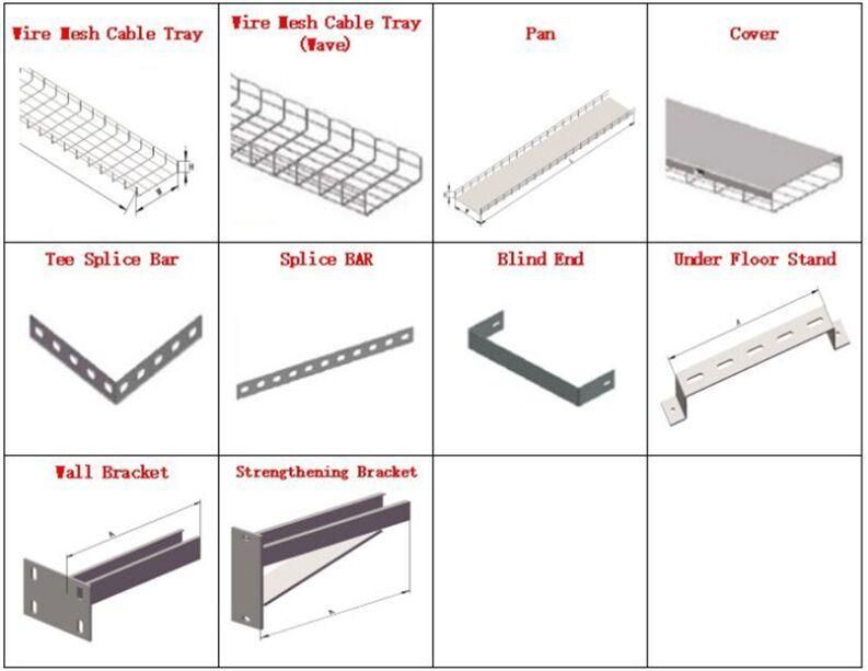 Basket Type Cable Tray Electric Galvanized Steel Wire Mesh Cable Tray