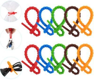All-Purpose Silicone Ties Cable Straps Bread Tie Household Snake Ties Orange Color