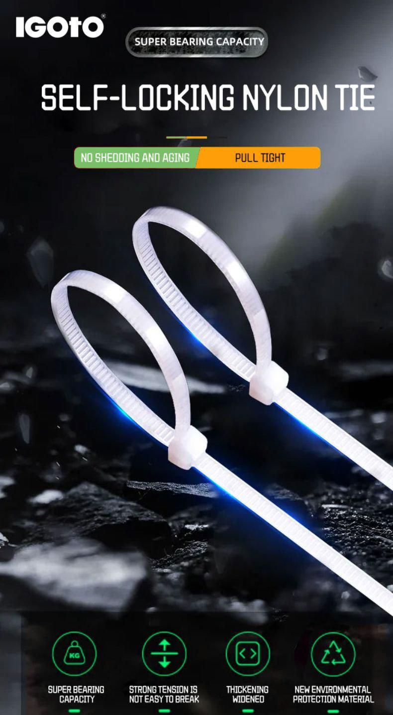 High Quality White Black Self-Locking Plastic Nylon 66 Cable Ties Wire Zip Tie