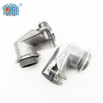 90 Degree Metal Zinc Flexible Conduit and Fittings Squeeze Angle Connectors